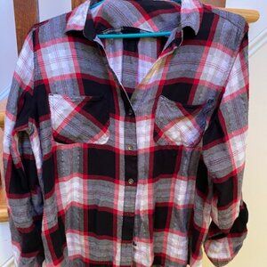 Rock & Republic Super Soft Lightweight Plaid Flannel Top Blouse Size Large